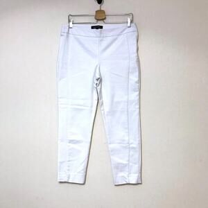 ELLEN TRACY white tapered slim spring summer cotton blend cropped trouser pants